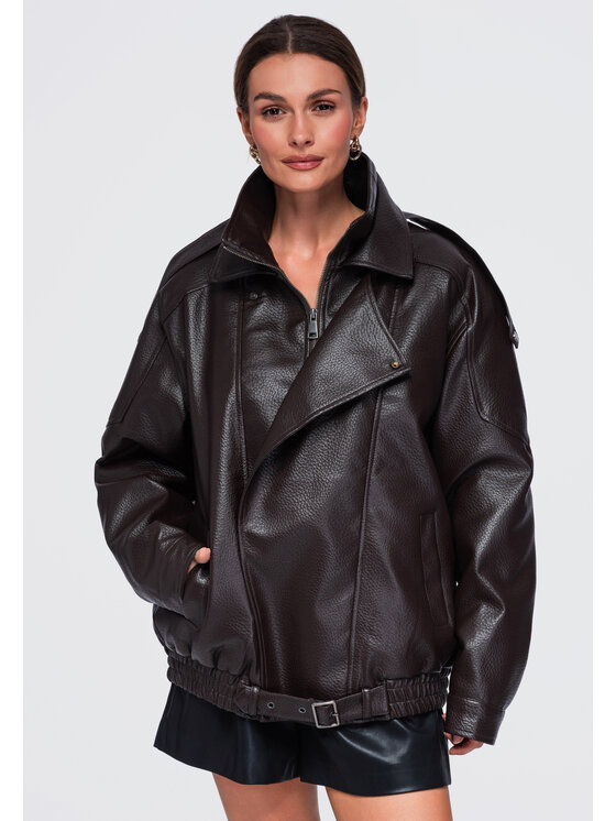 Ombre Ombre Kurtka przejściowa OW-JAFL-0138 Brązowy Oversize