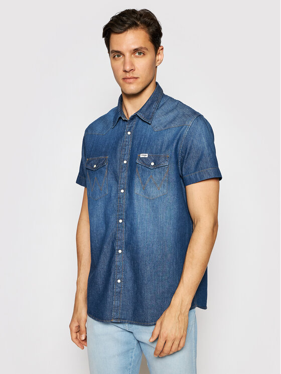 Wrangler Wrangler Koszula jeansowa Western W5J05K30P 112130147 Granatowy Regular Fit