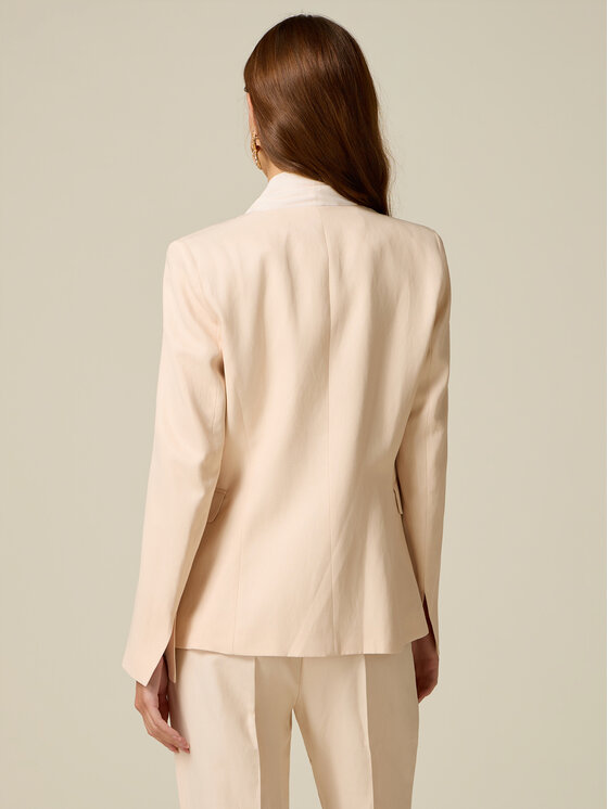 Oltre Oltre Marynarka Q013R004636N002 Kremowy Regular Fit