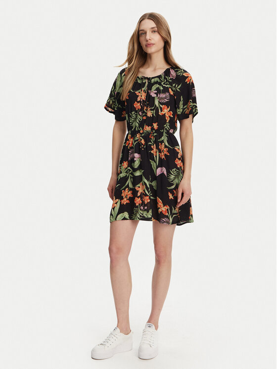 Roxy Roxy Nyári ruha ERJWD03869 Fekete Regular Fit