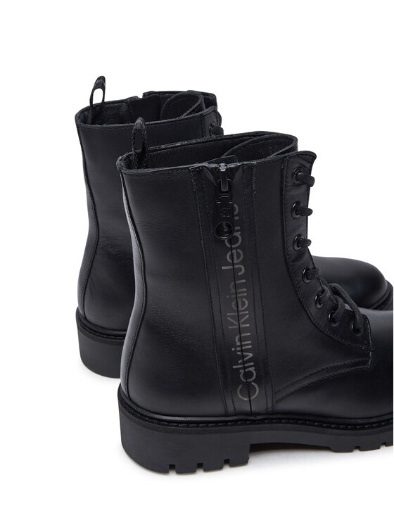 Calvin Klein Jeans Calvin Klein Jeans Čizme Combat Mid Laceup Zip Wn YW0YW01035 Crna