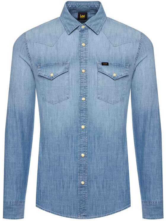Lee Lee Camicia Western L643NSOF 112115385 Celeste Slim Fit