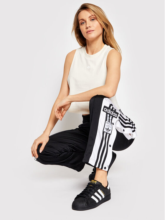 adidas Top Cropped Tank GN2845 Beżowy Regular Fit • Modivo.pl