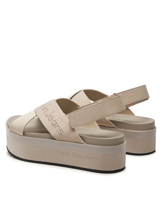 Calvin Klein Jeans Calvin Klein Jeans Sandały Flatform Sandal Sling In Mr YW0YW01362 Beżowy
