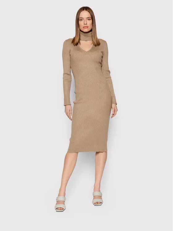 DKNY Strickkleid P1KUAPA0 Braun Slim Fit