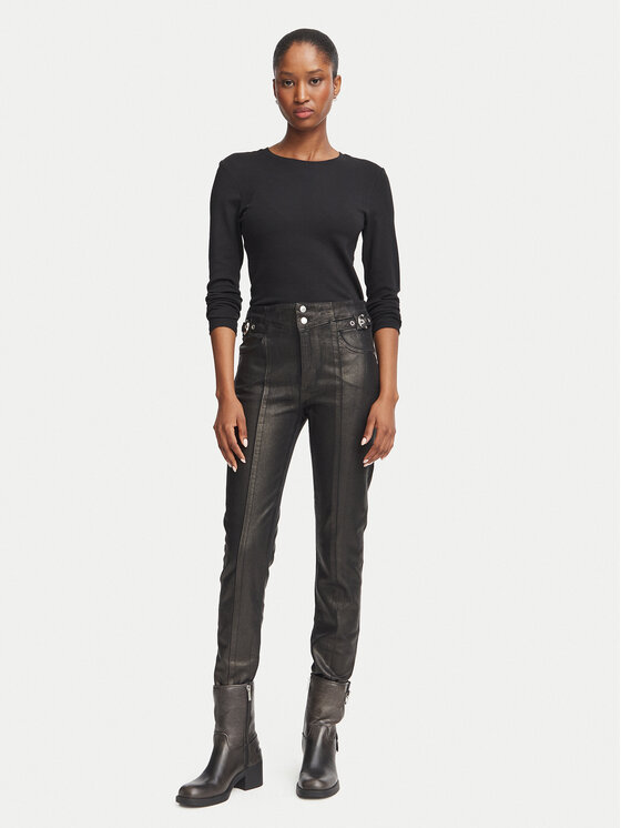 Guess Guess Текстилни панталони W6BA32 D2086 Черен Slim Fit