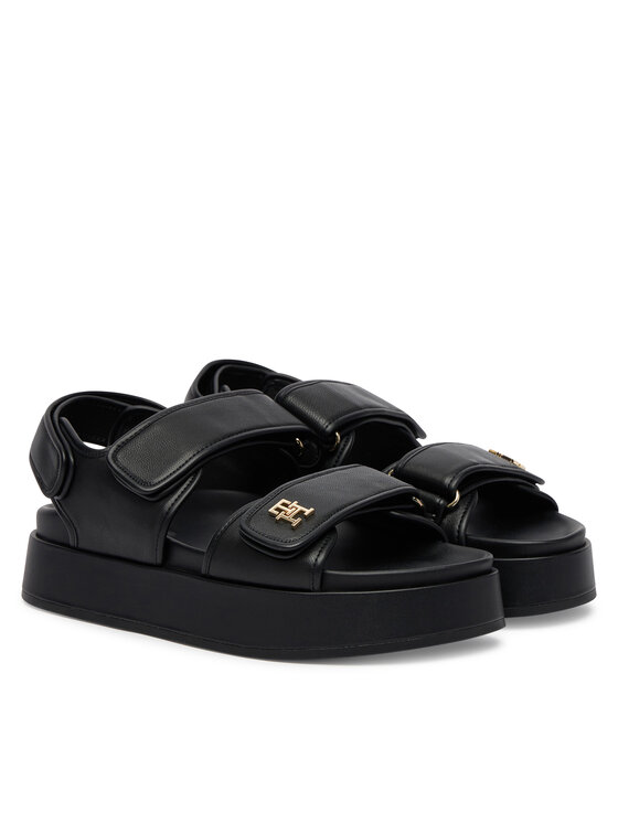 Tommy Hilfiger Tommy Hilfiger Szandál Leather Sporty Platform Sandal FW0FW09119 Fekete