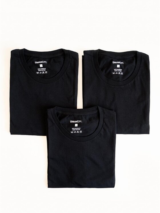 Urban City Urban City Komplet 3 t-shirtów Zestaw 3 T-Shirtów Męskich Czarny Urban City No Logo Basic XL Czarny Regular Fit