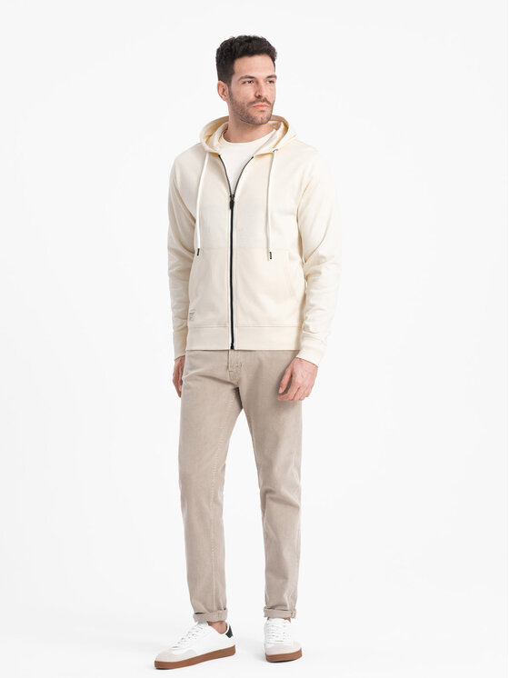 Ombre Ombre Mikina OM-SSBZ-0178 Écru Classic Fit