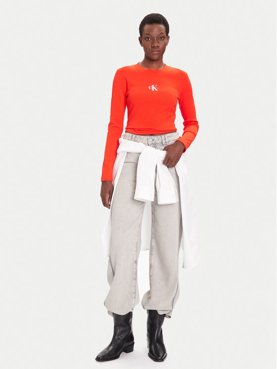 Calvin Klein Jeans Calvin Klein Jeans Bluza Monogram LV047A803G Rdeča Slim Fit