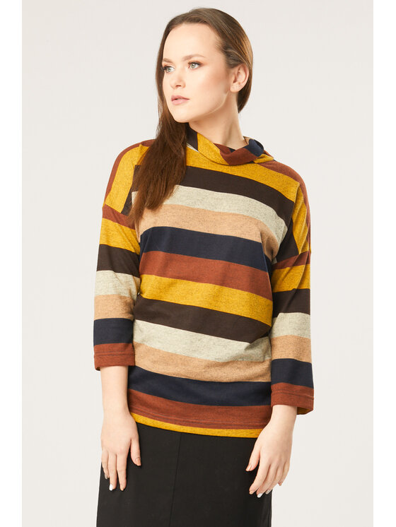 QUIOSQUE QUIOSQUE Blúzka LINES BLOUSE Hnedá Regular Fit