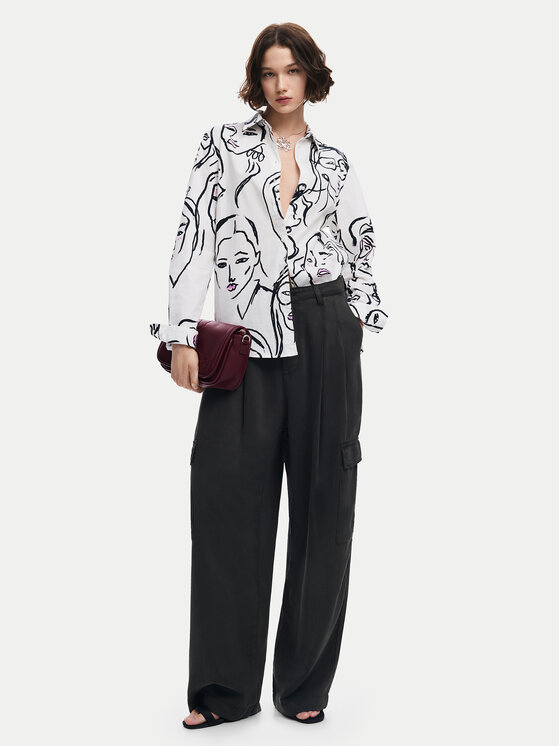 Desigual Desigual Camicia Faces 24WWCW34 Bianco Regular Fit