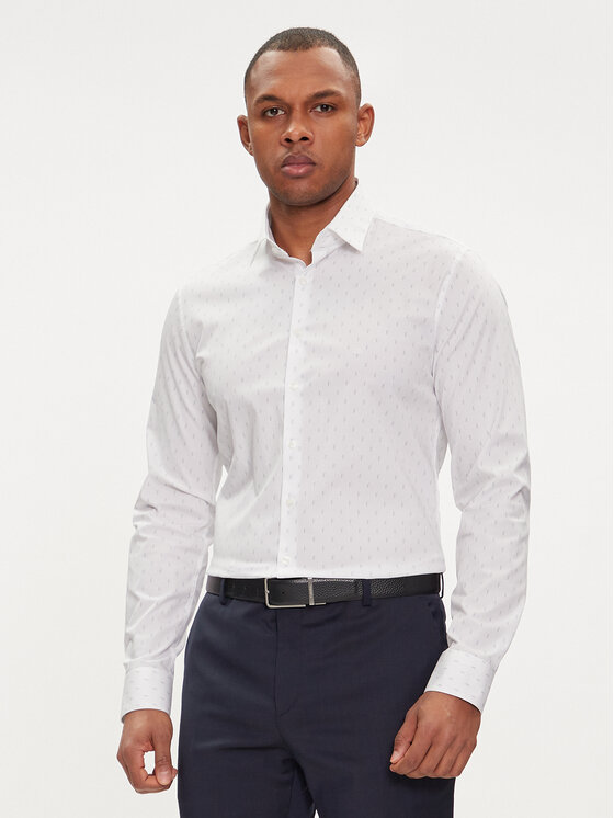 Calvin Klein Calvin Klein Cămașă Leaf Print K10K112593 Alb Slim Fit