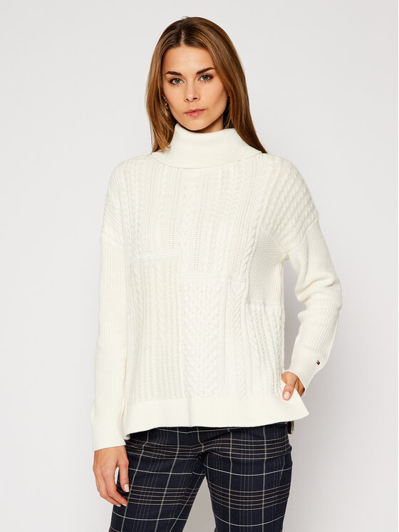 Tommy Hilfiger Tommy Hilfiger Πουλόβερ Cable Mix Roll WW0WW28871 Μπεζ Loose Fit