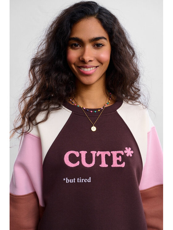 NAOKO NAOKO Bluza Cute But Tired Brązowy Reglan Fit