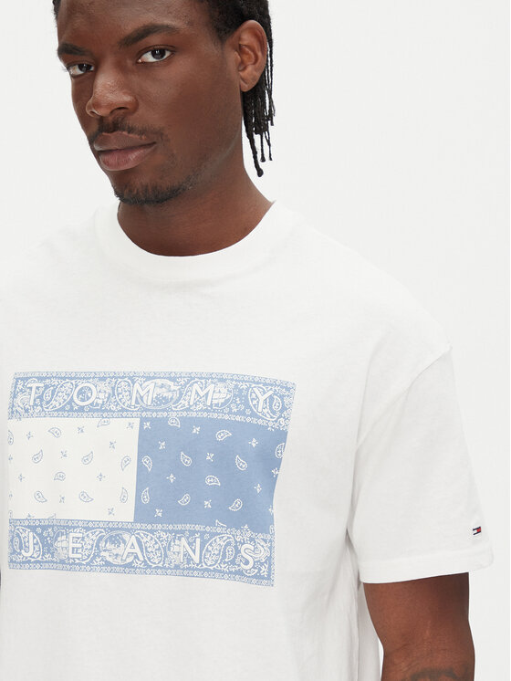 Tommy Jeans Tommy Jeans Tricou Paisley Flag DM0DM20810 Écru Relaxed Fit