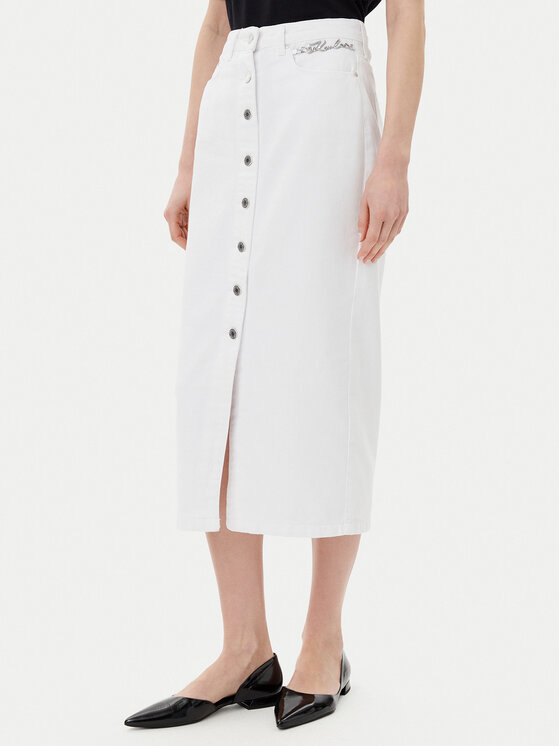 KARL LAGERFELD KARL LAGERFELD Fustă de blugi A2W12020 Alb Regular Fit
