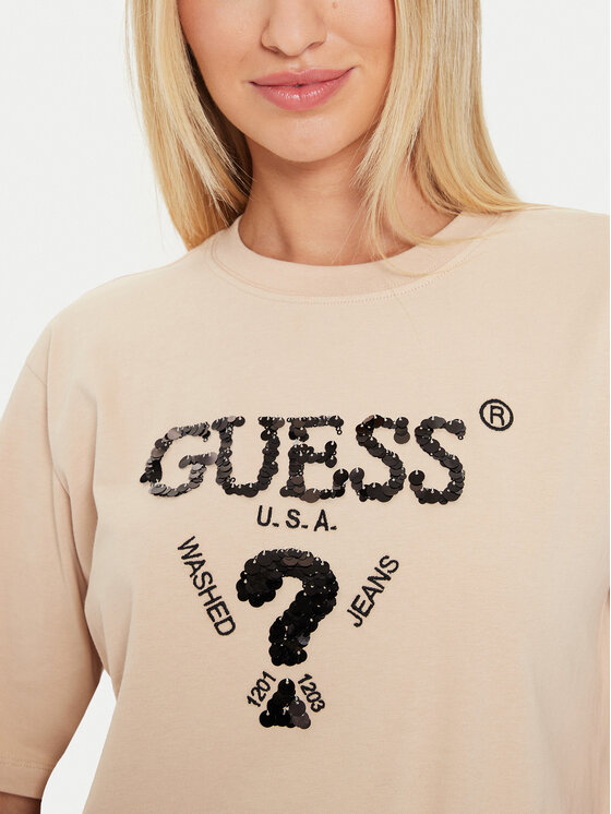 Guess Guess T-Shirt Aurelie V4YI06 I3Z14 Béžová Boxy Fit