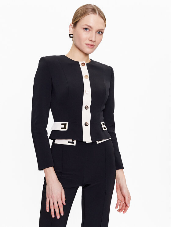 Elisabetta Franchi Blazer GI-043-31E2-V500 Negru Regular Fit Blazer imagine noua