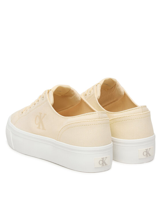 Calvin Klein Calvin Klein Sneakersy Vulc Flatform Low Canvas Mg YW0YW01763 Écru