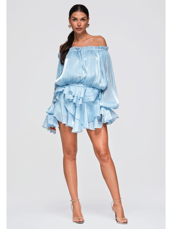 Ombre Ombre Spódnica mini OW-GL-E0012 Niebieski Regular Fit