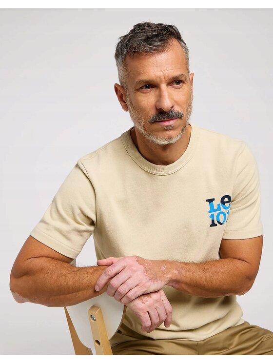 Lee Lee T-Shirt 101 Tee Beżowy Regular Fit