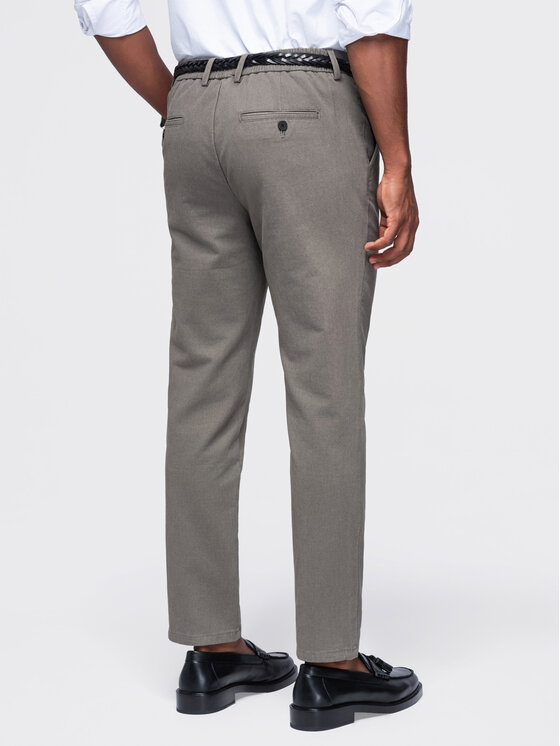 Ombre Ombre Chinosy OM-PACP-0308 Beżowy ciemny Slim Fit
