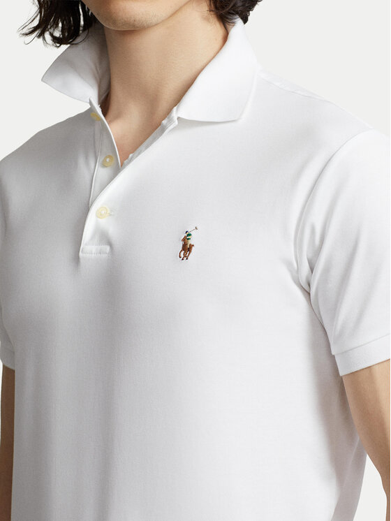 Polo Ralph Lauren Polo Ralph Lauren Тениска с яка и копчета 710685514001 Бял Slim Fit