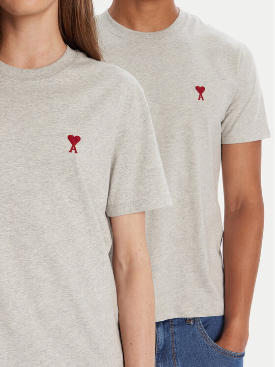 AMI Paris AMI Paris T-Shirt BFUTS035.724 Szary Regular Fit