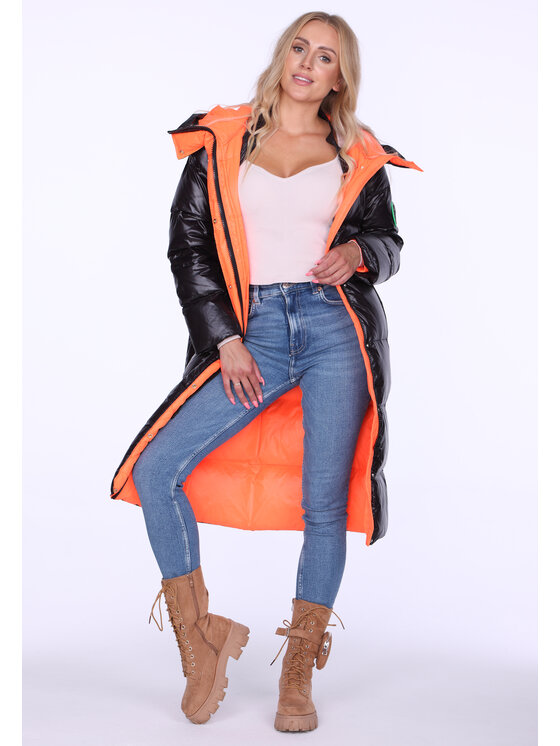 Perso Perso Zimní kabát puchowy z szelkami Černá Regular Fit