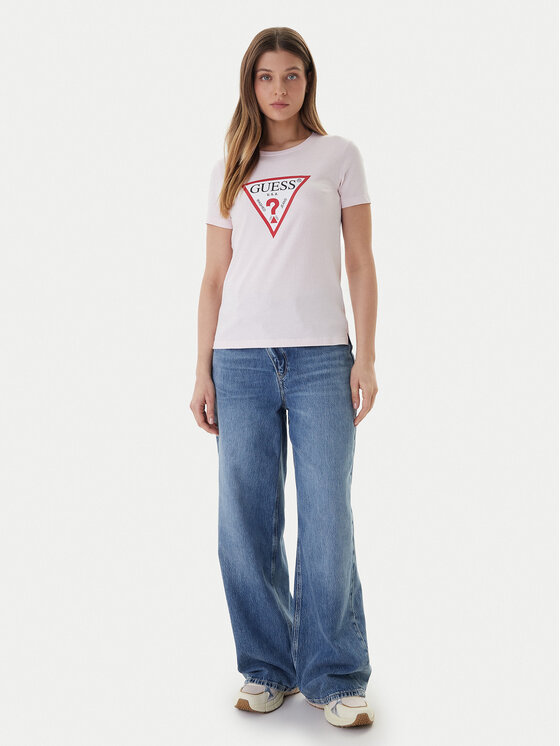Guess Guess T-Shirt W1YI1B I3Z14 Różowy Regular Fit