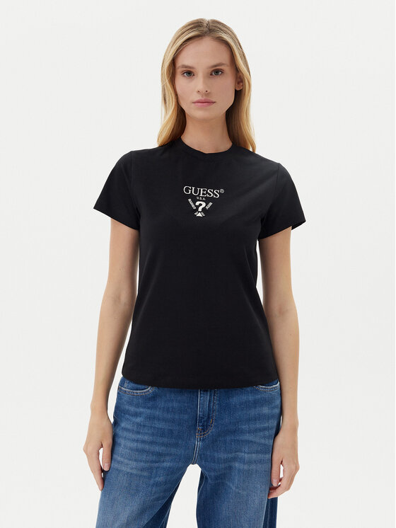 Guess T-Shirt V4YI21 KCDH1 Czarny Slim Fit