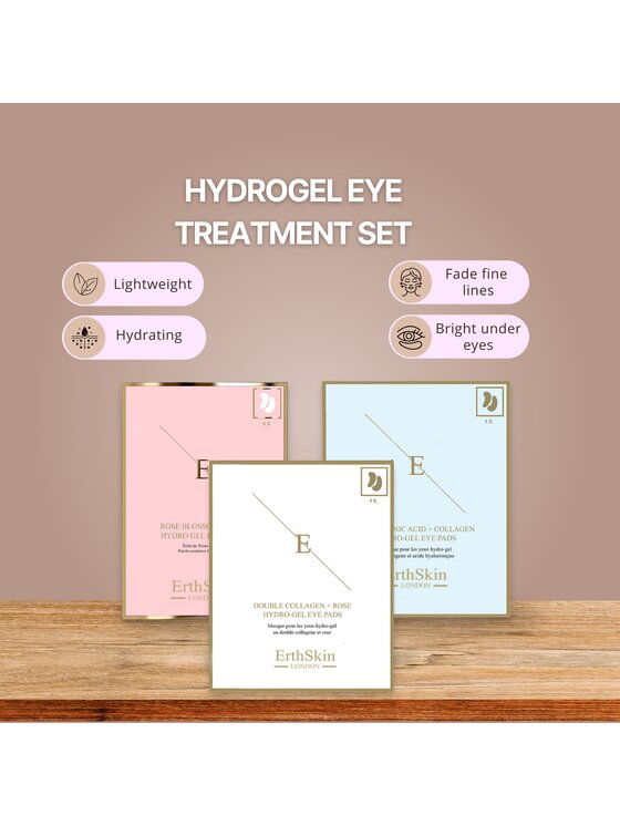 Erthskin London Erthskin London z kwiatem róży + podwójne kolagenowe + hydrożelowe Płatki pod oczy