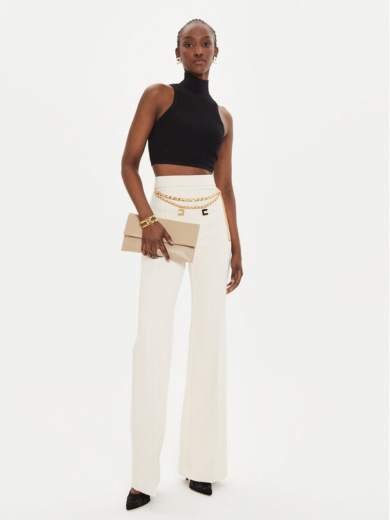 Elisabetta Franchi Elisabetta Franchi Palazzo hlače PA-T35-46E2 Écru Regular Fit