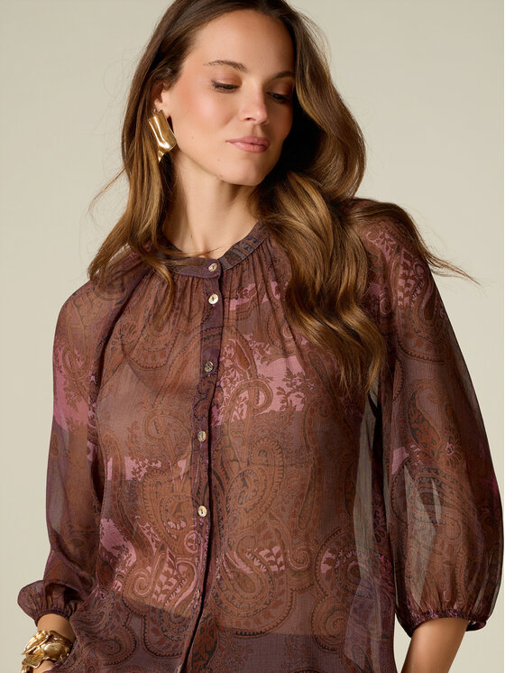 Oltre Oltre Koszula 5050J000980N0V7 Brązowy Regular Fit