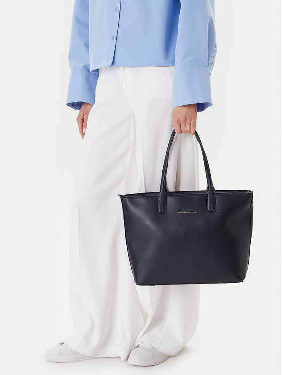 Tommy Hilfiger Tommy Hilfiger Rankinė Th Logotape Tote AW0AW17449 Tamsiai mėlyna