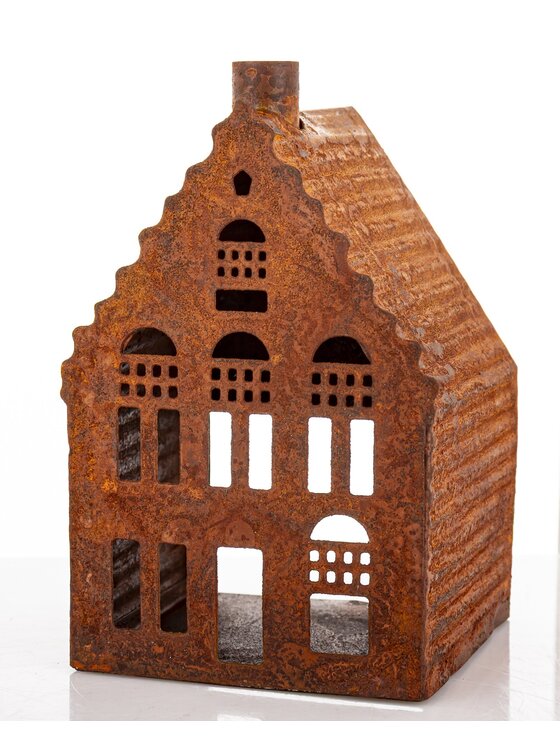 MIAhome MIAhome Figurka domek metalowy rdzawy RUGGINE karbowany Pomarańczowy