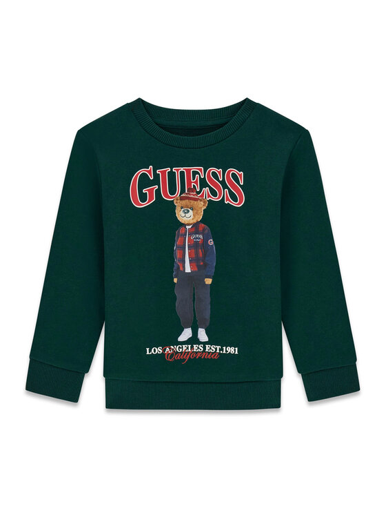 Guess Guess Μπλούζα N6BQ03 K6112 Σκούρο πράσινο Regular Fit
