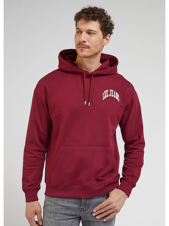 Lee Lee Bluza VARSITY HOODIE Czerwony Loose Fit