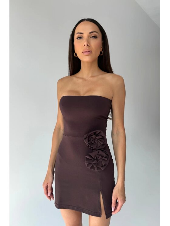 Chiara Wear Chiara Wear Sukienka letnia Sukienka mini ROSE Brązowy Slim Fit