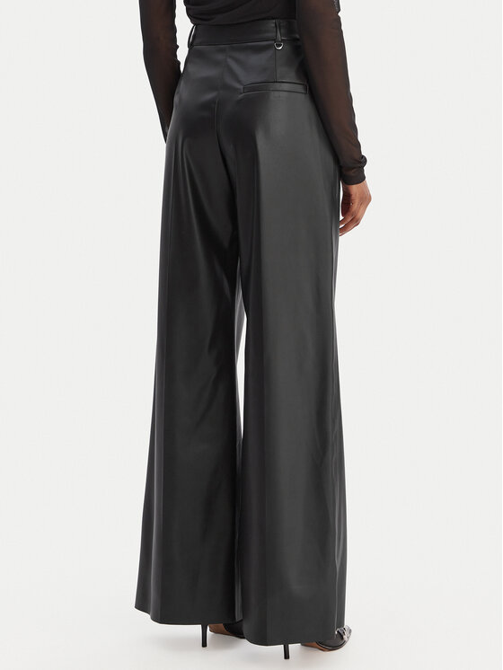 HUGO HUGO Hose aus Kunstleder Hasmina-1 50552964 Schwarz Wide Leg