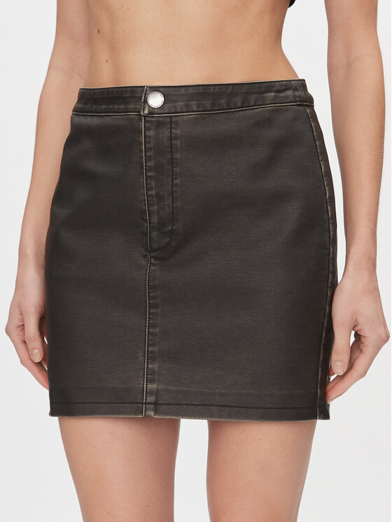 Noisy May Sukňa z imitácie kože Saorise 27028696 Čierna Regular Fit