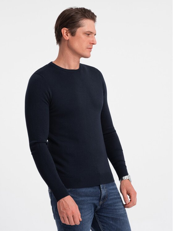Ombre Ombre Svetr OM-SWBS-0106 Tmavomodrá Regular Fit