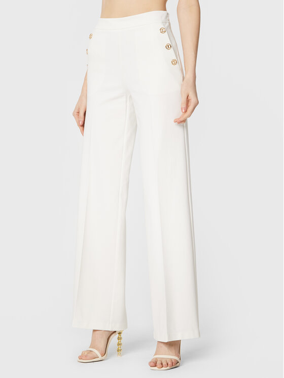 TWINSET Pantaloni din material 231TP2182 Alb Relaxed Fit