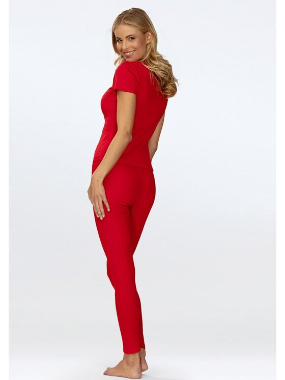 DKaren Sport DKaren Sport Komplet bluzka i spodnie Halima Czerwony Slim Fit