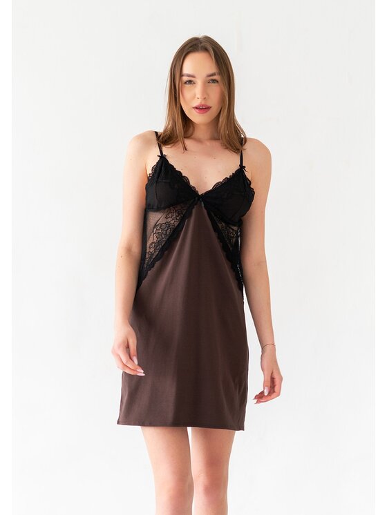 DKaren Lingerie DKaren Lingerie Halka Zuwena2 Brązowy Classic Fit