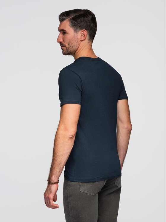 Ombre Ombre T-Shirt OM-TSCT-0106 Granatowy Slim Fit