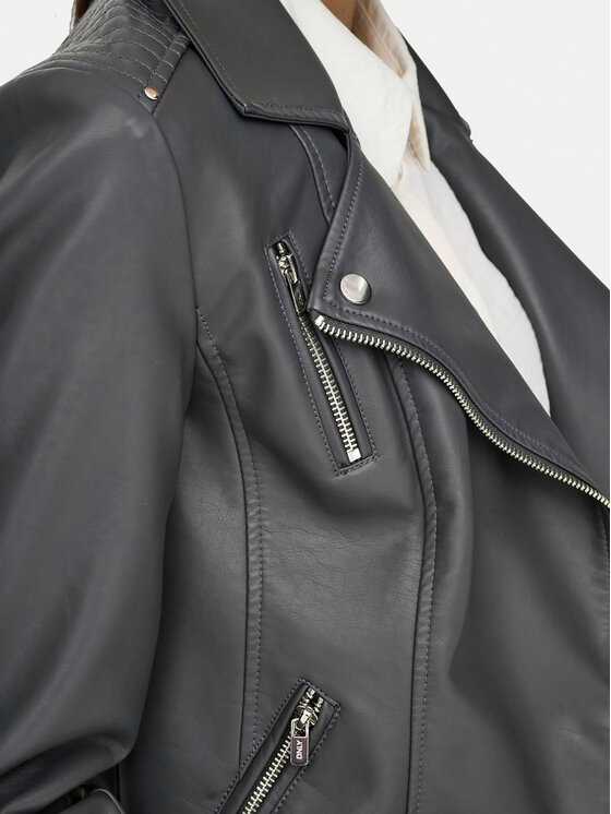 ONLY ONLY Geacă din imitație de piele Gemma 15153079 Gri Regular Fit