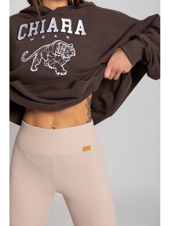 Chiara Wear Chiara Wear Legginsy push-up prążek Beżowy Extra Slim Fit