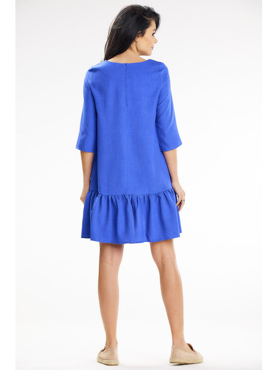 Awama Awama Sukienka letnia A648 Niebieski Basic Fit